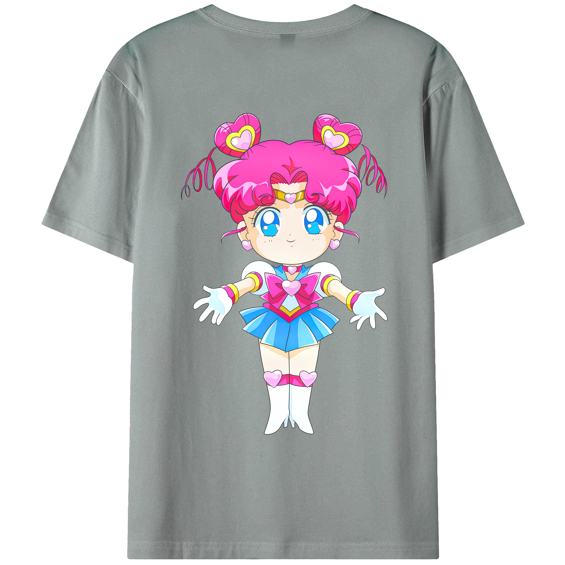 （画像用） 美少女戦士セーラームーン ちびうさ Sailor Moon Chibiusa Tsukino Usagi Small Lady Serenity 綿100％ メンズ半袖Tシャツ（バックプリント） 通気性